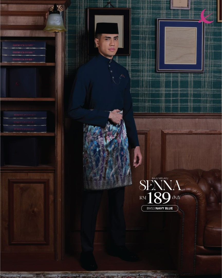 Baju Melayu Senna in Navy Blue