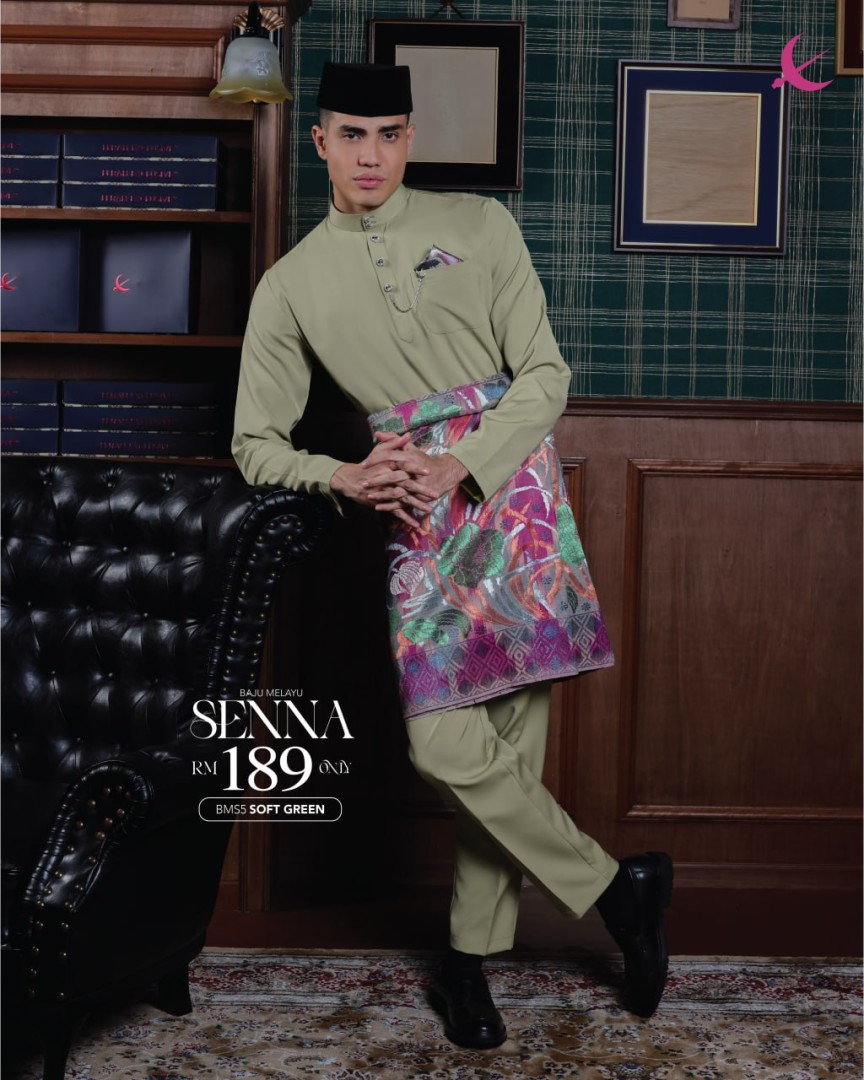 Baju Melayu Senna in Soft Green
