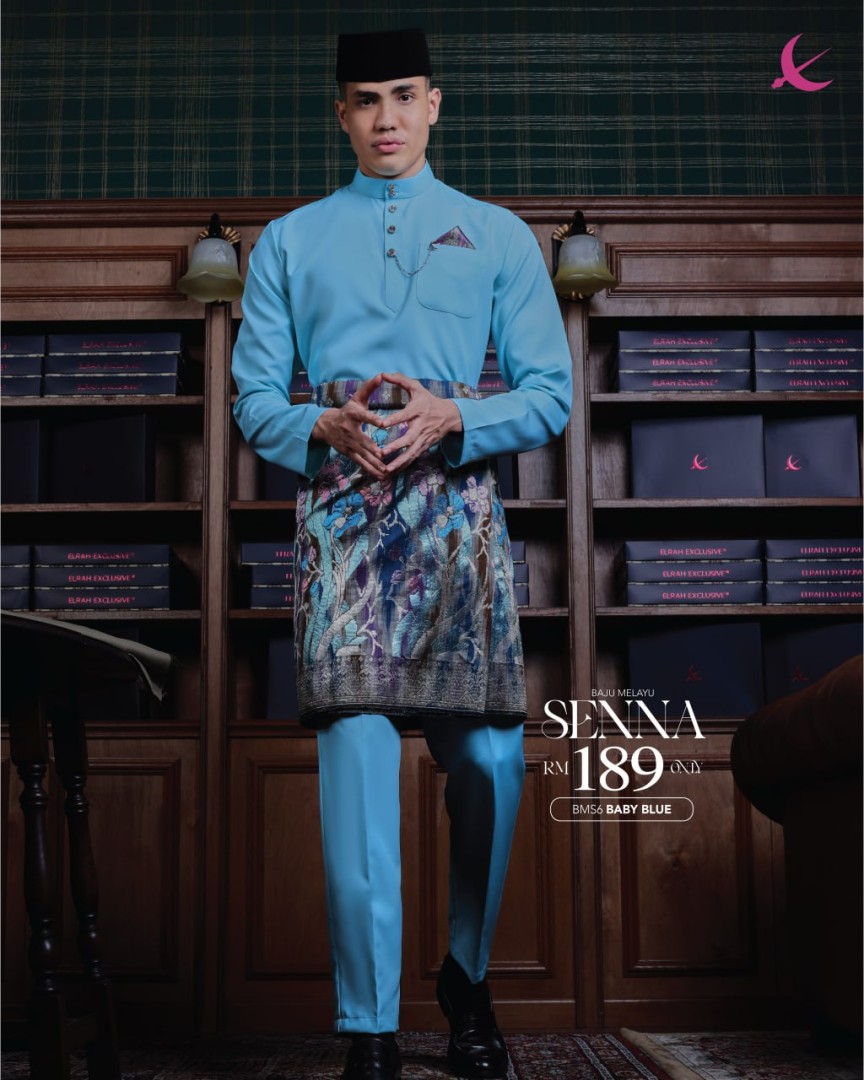 Baju Melayu Senna in Baby Blue