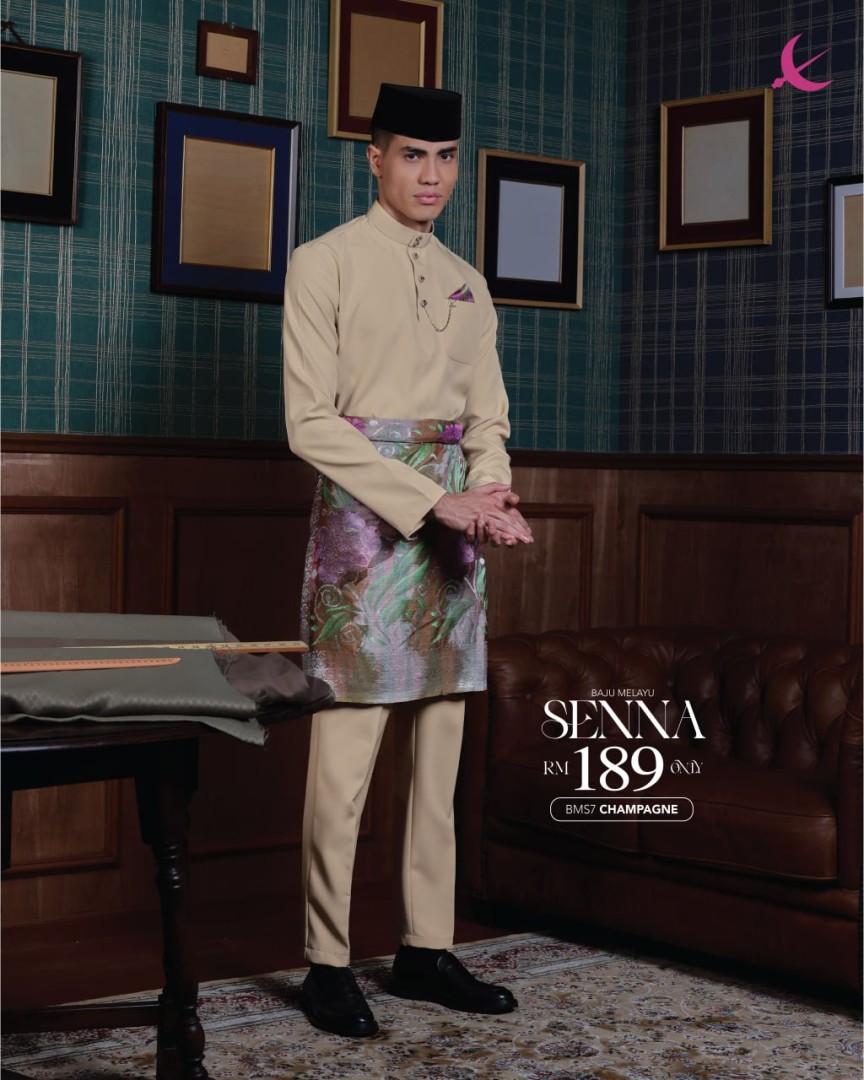 Baju Melayu Senna in Champagne