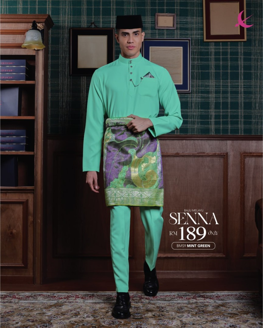 Baju Melayu Senna in Mint Green