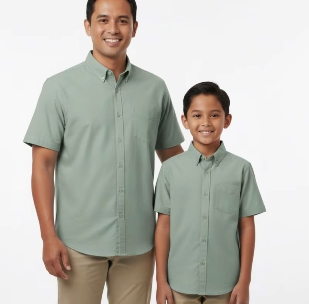 KEMEJA SEDONDON LENGAN PENDEK KAIN COTTON MINT GREEN