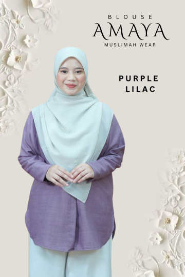 ( PURPLE LILAC ) BLOUSE AMAYA MINIMAL IRONLESS MATERIAL COTTON LOLIS SEJUK TAK MUDAH KEDUT