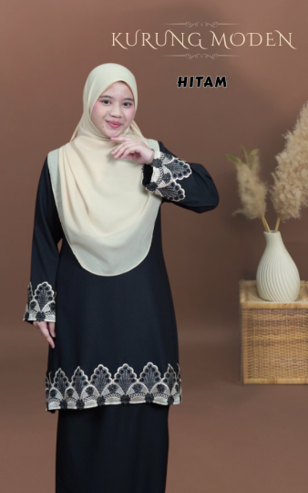 ( HITAM ) KURUNG RAYA MODEN SEDONDON IBU ANAK MATERIAL SEJUK TAK MUDAH KEDUT