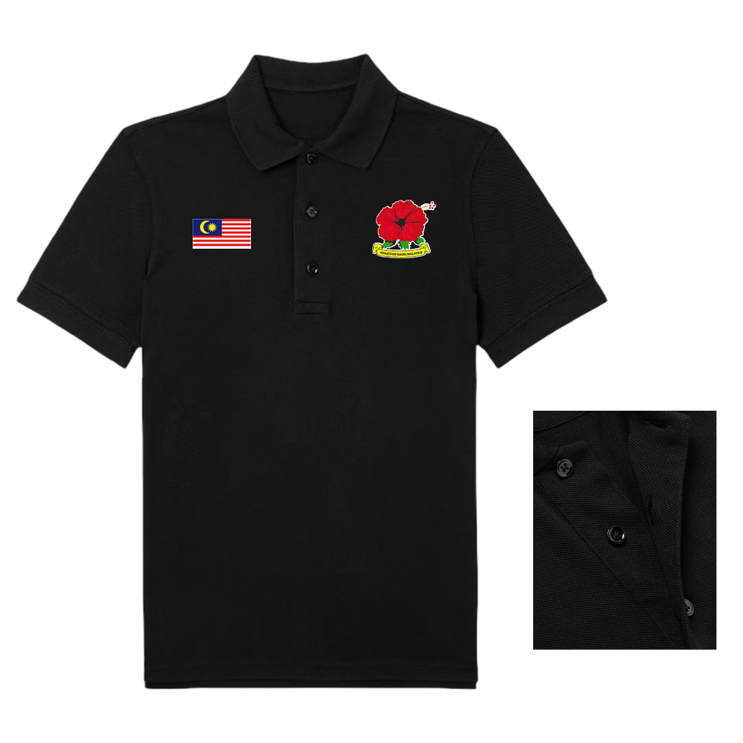 TSHIRT POLO KESATUAN RAGBI MALAYSIA BERSULAM (BLACK)