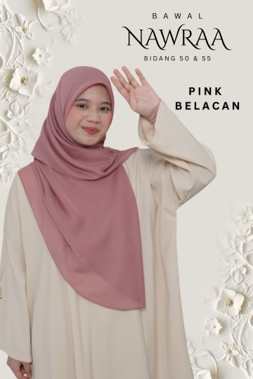 ( PINK BELACAN ) BAWAL NAWRAA MATERIAL PREMIUM COTTON VOILE CURVE YANG SEJUK DAN RINGAN
