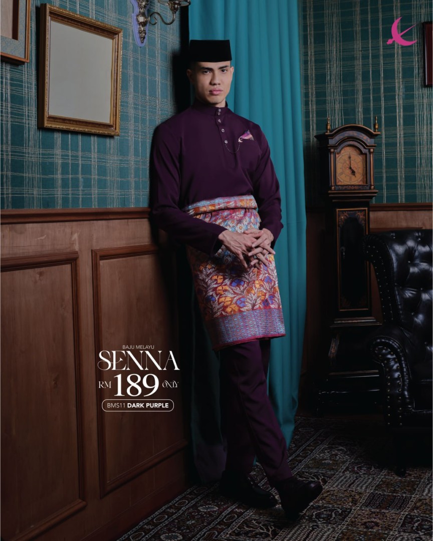 Baju Melayu Senna in Dark Purple