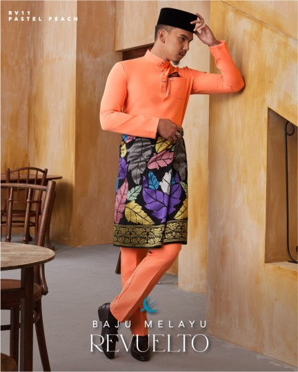 Baju Melayu Revuelto in Pastel Peach