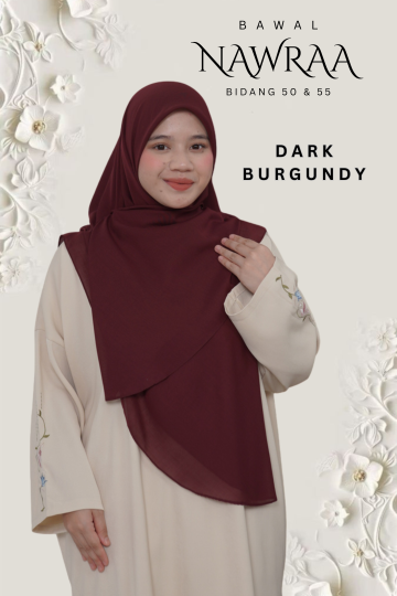 ( DARK BURGUNDY ) BAWAL NAWRAA MATERIAL PREMIUM COTTON VOILE CURVE YANG SEJUK DAN RINGAN