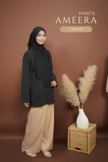 ( CREAM ) PALAZO MEERA PANTS MATERIAL SEJUK TAK MUDAH KEDUT SELESA UNTUK TRAVEL