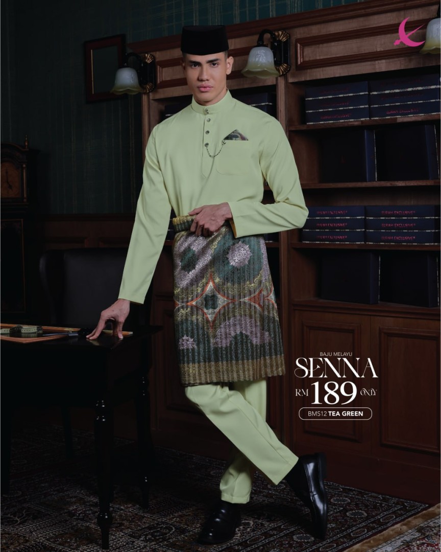 Baju Melayu Senna in Tea Green