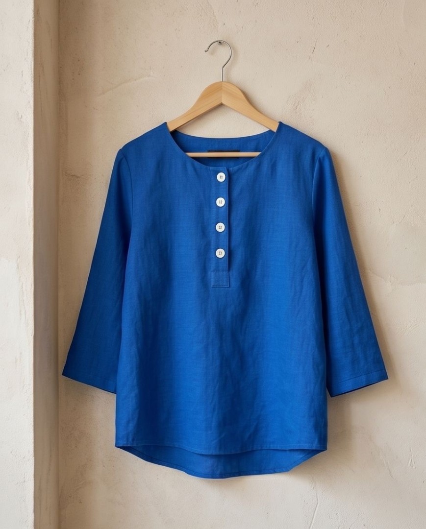 Bright blue mid sleeved blouse (S)