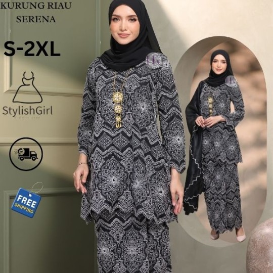 KURUNG RIAU SERENA SKIRT LIPAT BATIK-BLACK