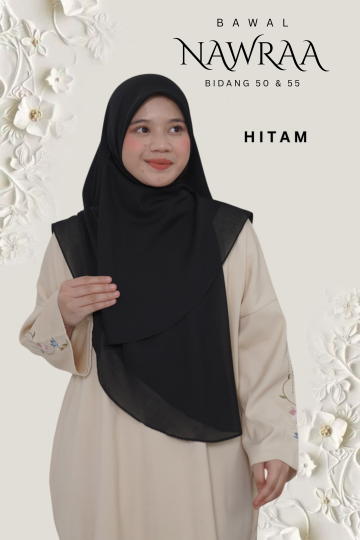 ( HITAM ) BAWAL NAWRAA MATERIAL PREMIUM COTTON VOILE CURVE YANG SEJUK DAN RINGAN