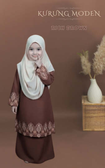 KIDS ( RICH BROWN ) KURUNG RAYA MODEN SEDONDON IBU ANAK MATERIAL SEJUK TAK MUDAH KEDUT
