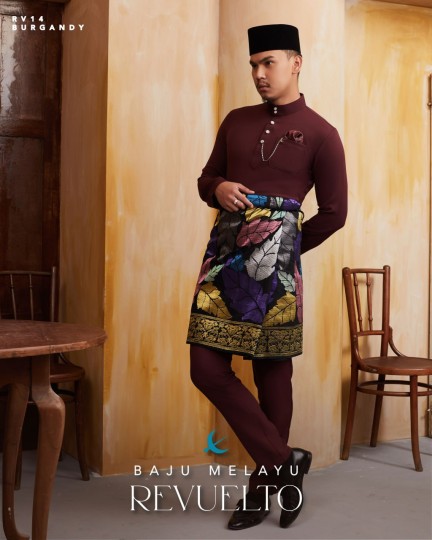 Baju Melayu Revuelto in Burgandy