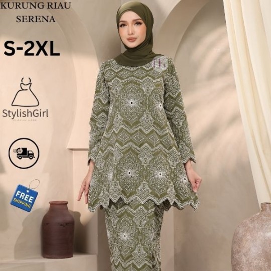KURUNG RIAU SERENA SKIRT LIPAT BATIK-OLIVE