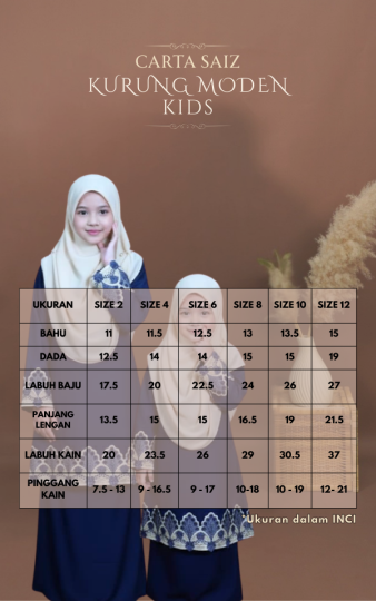 ( KIDS ) KURUNG RAYA SEDONDON IBU DAN ANAK MATERIAL SEJUK TAK MUDAH KEDUT