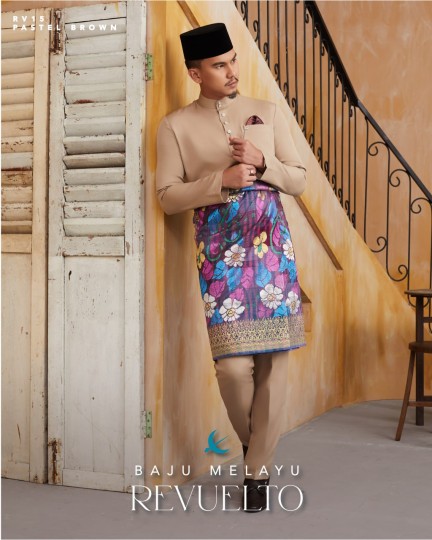 Baju Melayu Revuelto in Pastel Brown