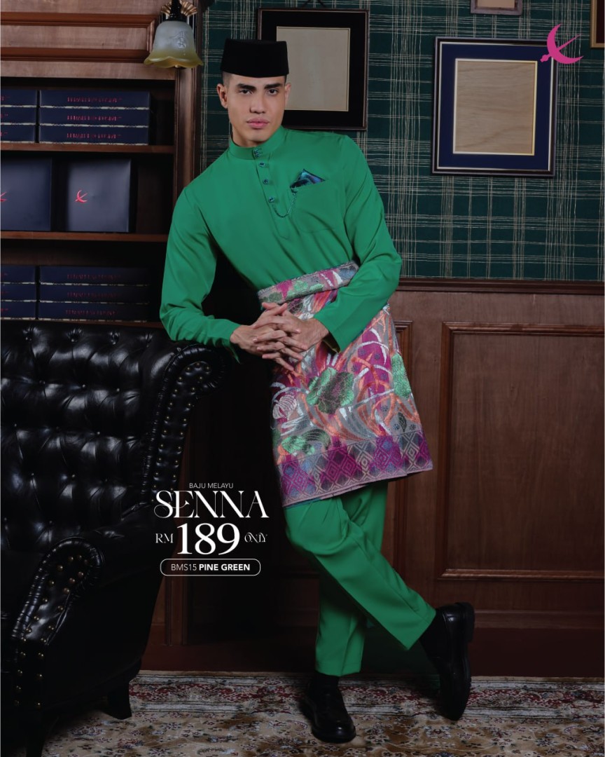 Baju Melayu Senna in Pine Green