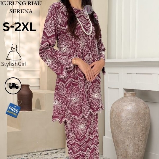KURUNG RIAU SERENA SKIRT LIPAT BATIK-BURGUNDY
