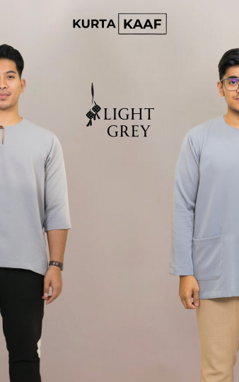 ( LIGHT GREY ) KURTA RAYA KLASIK TELUK BELANGA MATERIAL ANTI PANAS