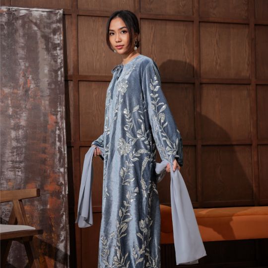 Birai Ratu Velvet Dress (Grey)