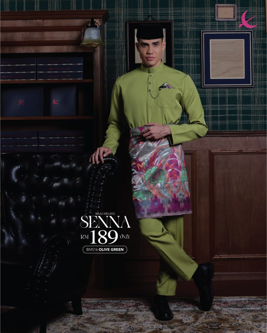 Baju Melayu Senna in Olive Green