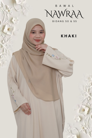 ( KHAKI ) BAWAL NAWRAA MATERIAL PREMIUM COTTON VOILE CURVE YANG SEJUK DAN RINGAN
