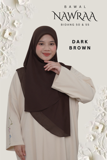( DARK BROWN  ) BAWAL NAWRAA MATERIAL PREMIUM COTTON VOILE CURVE YANG SEJUK DAN RINGAN