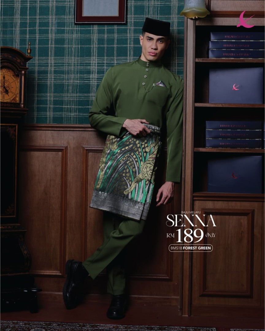 Baju Melayu Senna in Forest Green