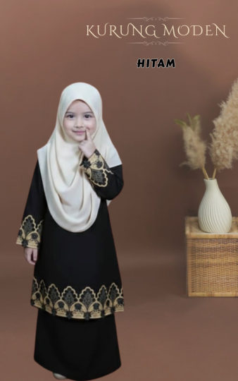 KIDS ( HITAM ) KURUNG RAYA MODEN SEDONDON IBU ANAK MATERIAL SEJUK TAK MUDAH KEDUT