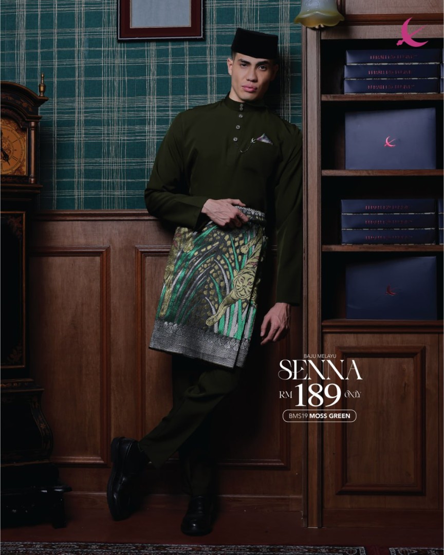 Baju Melayu Senna in Moss Green