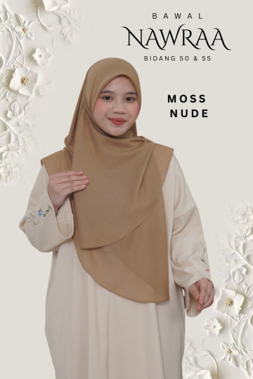 ( MOSS NUDE ) BAWAL NAWRAA MATERIAL PREMIUM COTTON VOILE CURVE YANG SEJUK DAN RINGAN
