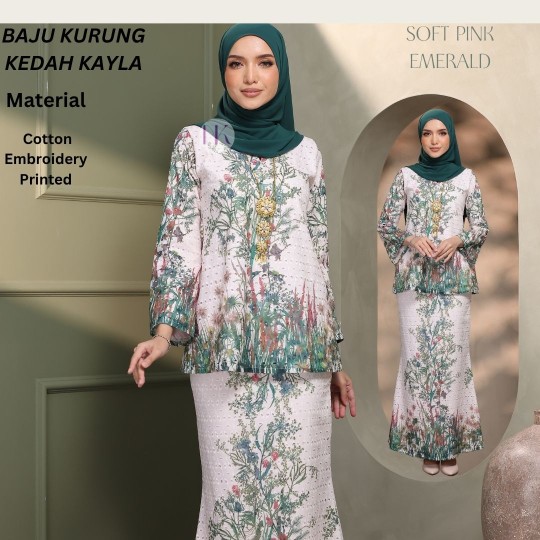 KURUNG KEDAH KAYLA-SOFT PINK EMERALD