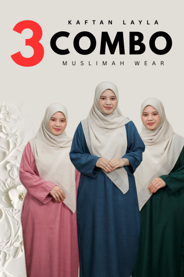 ( COMBO 3 ) KAFTAN LAYLA MATERIAL COTTON LOLIS SEJUK TAK MUDAH KEDUT PELBAGAI WARNA