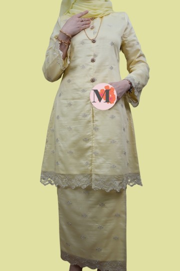 TEJA LÚXE EMBROIDERY ORGANZA SILK SOFT YELLOW