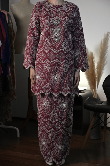 BAJU KURUNG RIAU SERENA BURGUNDY