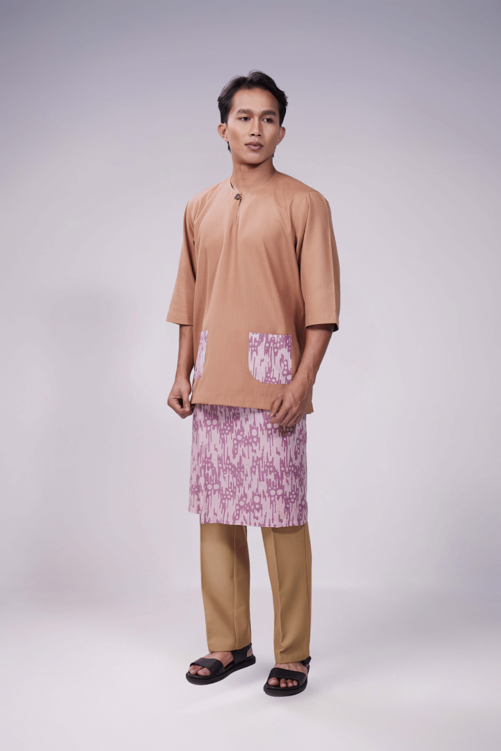 KURTA GABUNGAN BATIK ASLI CARAMEL BROWN  - 2026