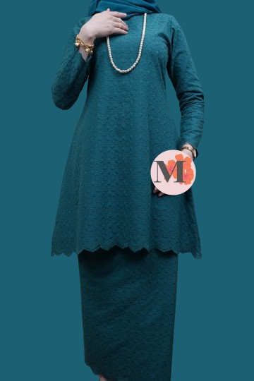 ANGGUN (DAHLIA) KURUNG RIAU COTTON EYELET TEAL