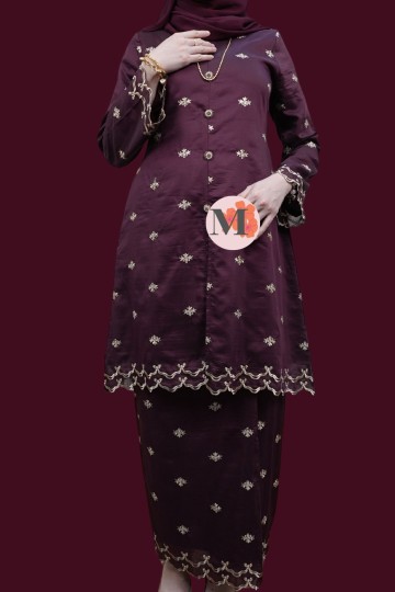 TEJA LÚXE EMBROIDERY ORGANZA SILK BURGUNDY