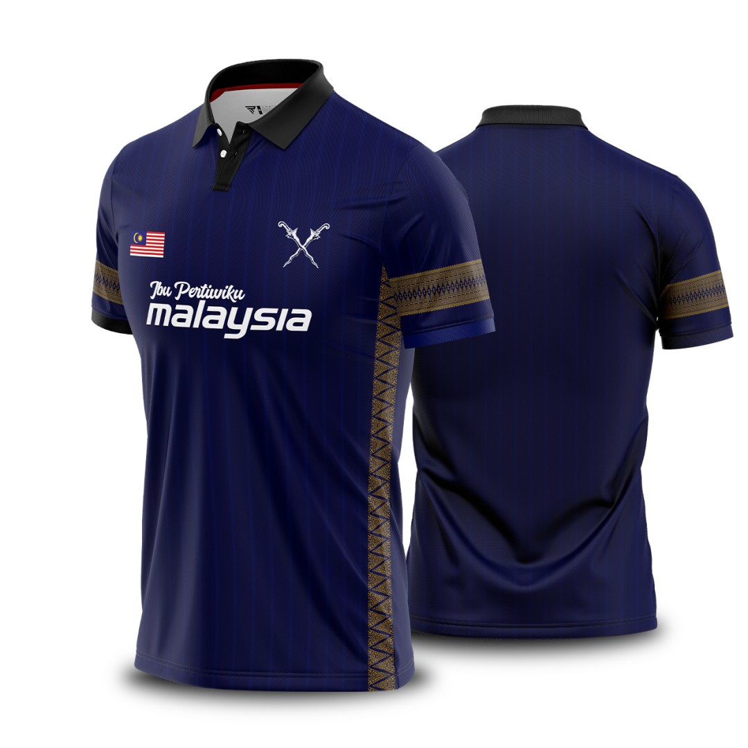 TSHIRT COLLAR EDISI SONGKET BIRU