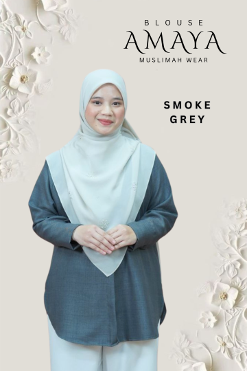 ( SMOKE GREY ) BLOUSE AMAYA MINIMAL IRONLESS MATERIAL COTTON LOLIS SEJUK TAK MUDAH KEDUT