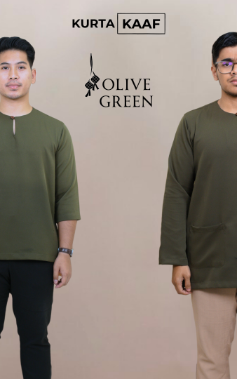 ( OLIVE GREEN ) KURTA RAYA KLASIK TELUK BELANGA MATERIAL ANTI PANAS