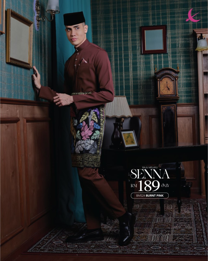 Baju Melayu Senna in Burnt Pink