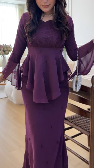 SABREENA RUFFLE PEPLUM IN GLACIER PLUM