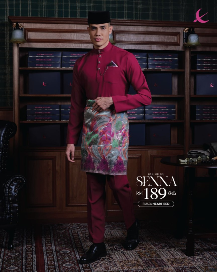 Baju Melayu Senna in Heart Red