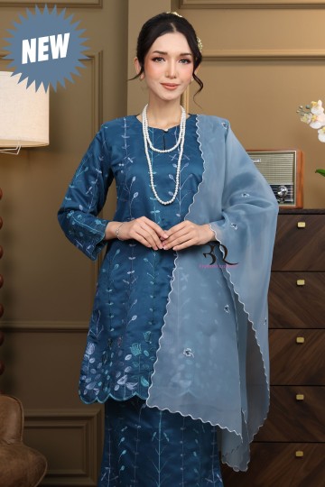 KURUNG PAHANG MAHARANI - TEAL BLUE