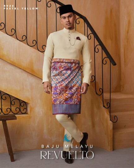 Baju Melayu Revuelto in Pastel Yellow