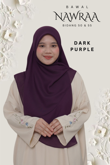 ( DARK PURPLE ) BAWAL NAWRAA MATERIAL PREMIUM COTTON VOILE CURVE YANG SEJUK DAN RINGAN